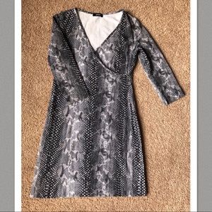Express Dress Surplice Small/Med Snakeskin Print